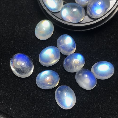 天然印度料蓝月光石强光戒面裸石镶嵌绕线戒指吊坠蓝彩光一物一图