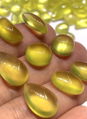 大颗粒！天然金葡萄石裸石戒面椭圆形水滴可镶嵌编绳绕线戒指吊坠