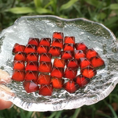 量款 芬达色糖塔平底戒面镶嵌绕线戒指吊坠耳钉 天然石榴石橙红