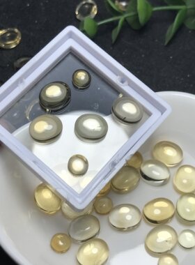 天然巴西黄水晶椭圆形蛋面裸石