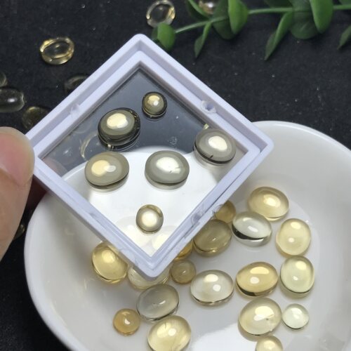 天然巴西黄水晶椭圆形蛋面裸石