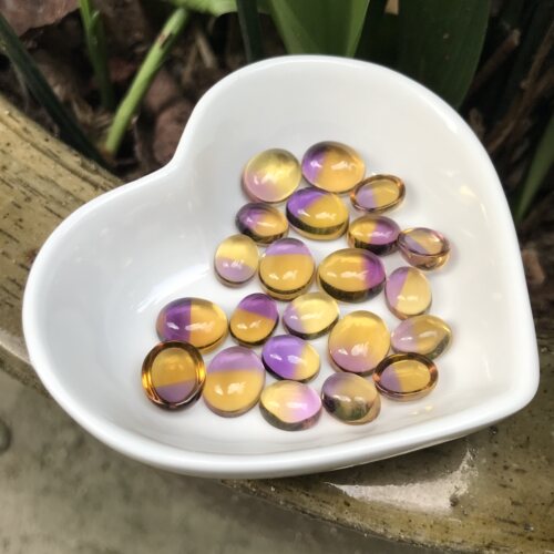 全净体紫黄水晶蛋面裸石