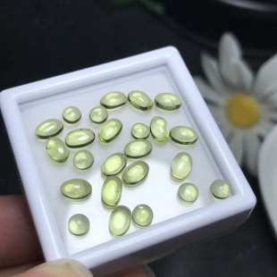 天然橄榄石素面裸石翠绿色蛋面宝石非全净体戒指吊坠耳钉手链