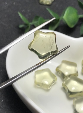 星星2 天然黄水晶无孔五角星裸石柠檬黄绕线耳坠手链 打孔需备注