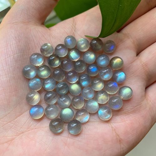 天然灰月光椭圆戒面镶嵌绕线戒指