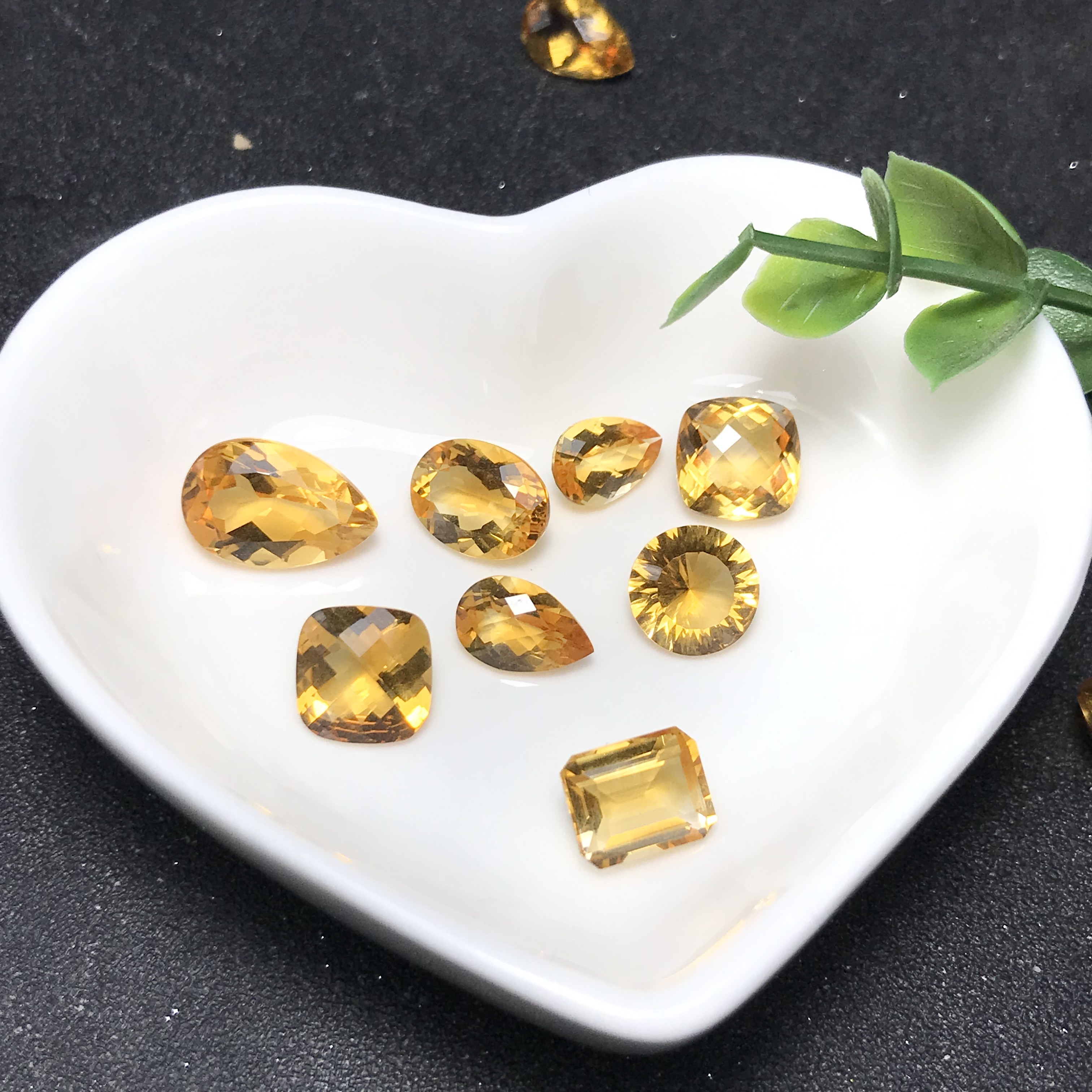 一物一图~天然巴西黄水晶刻面裸石戒面镶嵌戒指吊坠水滴/椭圆形