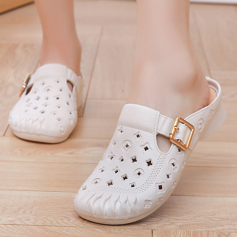 拖鞋外穿女夏2025新款低跟软底耐磨休闲网红时尚平底沙滩包头半拖,女鞋,包头拖,淘宝优惠券,粉丝福利购,淘宝优惠卷