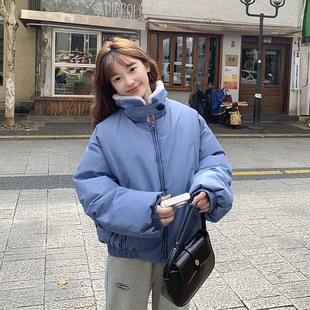 韩系羊羔毛翻领棉服女2025冬季 宽松加厚保暖面包服棉衣外套潮 新款
