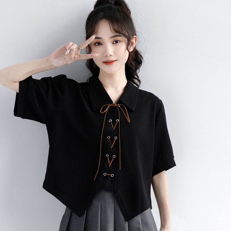 不规则短款别致上衣女图片
