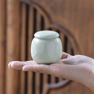 迷你陶瓷茶叶罐中药膏药粉粉密封罐花茶存储罐小瓷瓶便携分装茶盒