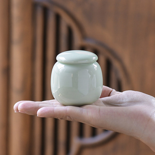 迷你陶瓷茶叶罐中药膏药粉粉密封罐花茶存储罐小瓷瓶便携分装茶盒