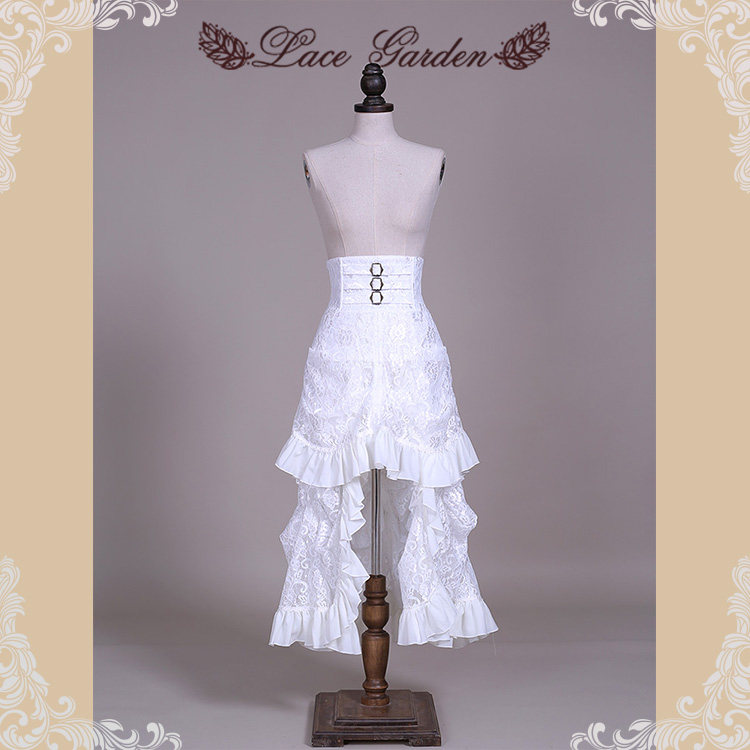 【LACE GARDEN】洋装法式宫廷蕾丝长款不规则荷叶边裙宴会半身裙