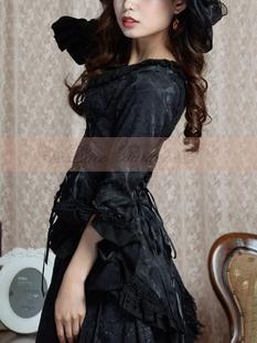 【LACE GARDEN】复古定制法式哥特宫廷燕尾系带黑色秋季长袖外套