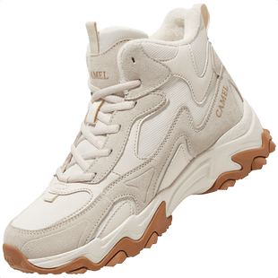 骆驼登山鞋女冬季新款防滑耐磨加绒保暖靴子户外休闲徒步鞋男