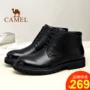 Bán giày nam Camel Giày da nam mùa đông cộng với nhung kinh doanh bình thường Giày cao gót ren ngắn - Giày ống giày boots nam