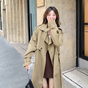 高级感炸街过膝长款安哥拉红风衣外套女2025春秋新款酒红气质大衣图片