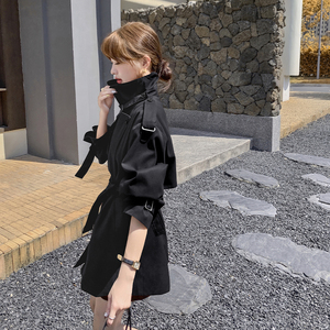 高级感炸街过膝长款安哥拉红风衣外套女2025春秋新款酒红气质大衣图片