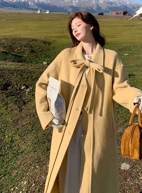 新款首发 已现货 2B110-3735-P295-K458 黄色蝴蝶结双面呢大衣