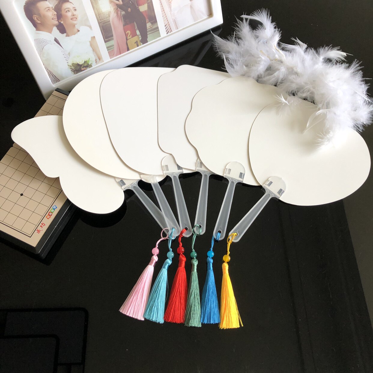 白卡纸扇手工diy纸扇空白绘画扇