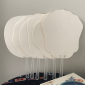 白卡纸扇子空白团扇彩绘画diy水拓画漆画扎染手工非遗文创艺纸扇