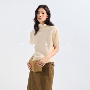 YAYIO【轻量复古】细腻全羊毛气质高领显瘦蝙蝠袖针织可背心