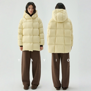 YAYIO【云朵泡芙】云朵零压90白鹅绒泡芙连帽加厚保暖中长羽绒服