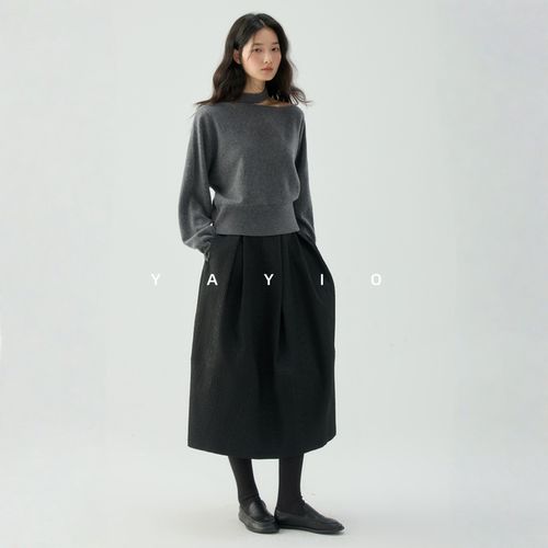 YAYIO【冬日美好】挂脖设计感露肩全毛时髦针织衫气质长袖毛衫女
