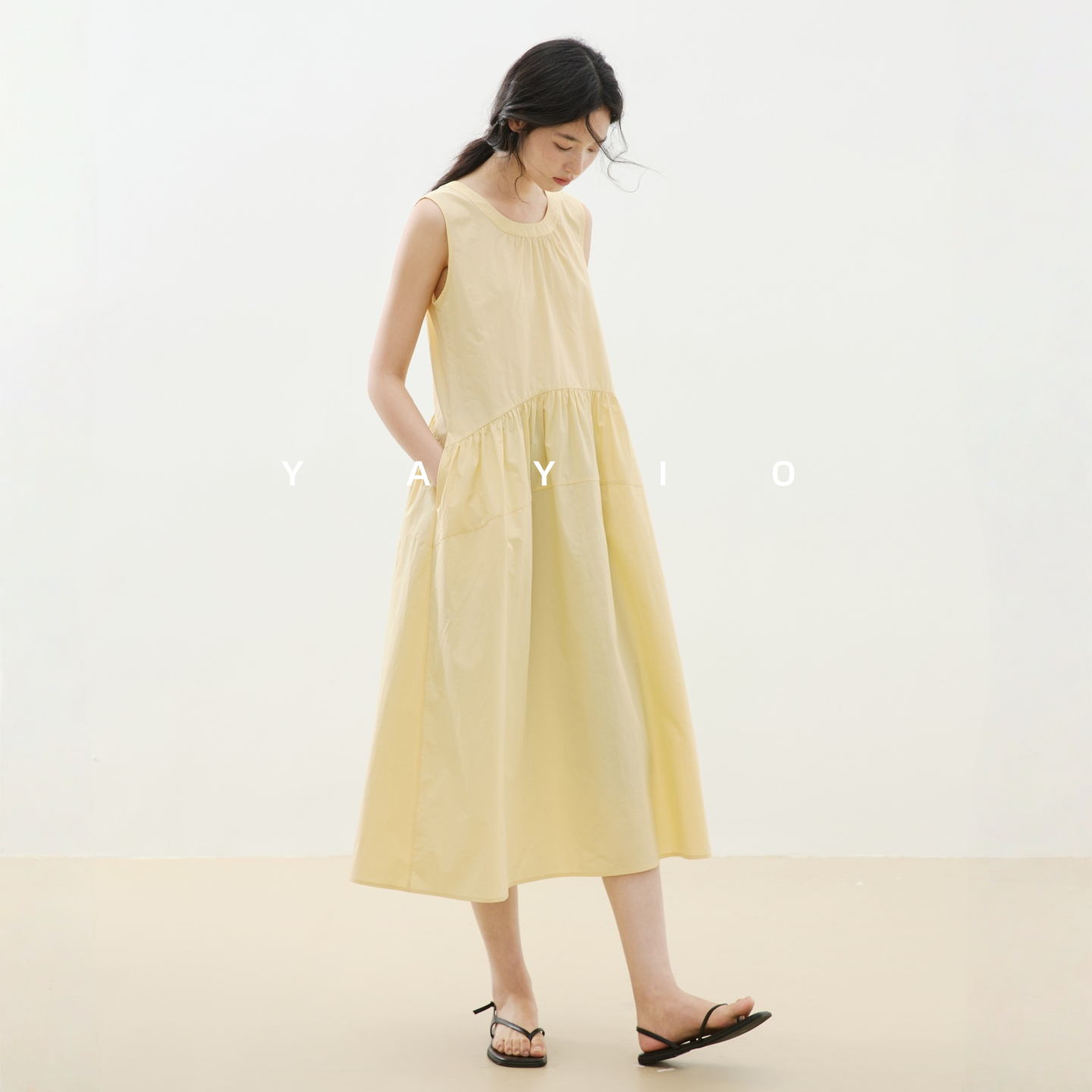 YAYIO  【浪漫盐系】连衣裙女2025高支高密纯棉精工制作减龄长裙