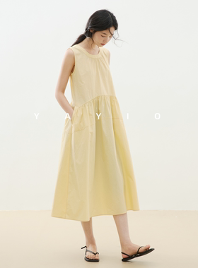 YAYIO  【浪漫盐系】连衣裙女2025高支高密纯棉精工制作减龄长裙