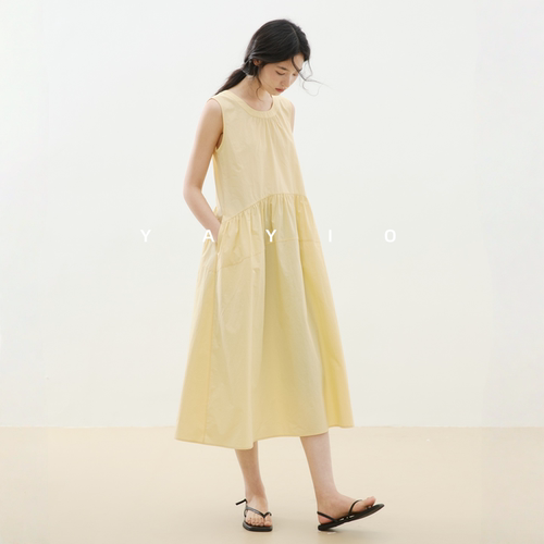 YAYIO  【浪漫盐系】连衣裙女2025高支高密纯棉精工制作减龄长裙