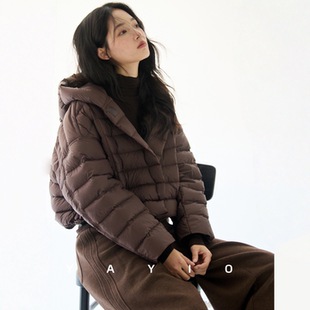 YAYIO【科鲁达白鹅绒】高品鹅绒缝纫方钻绒结构轻柔保暖短羽绒服