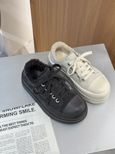 圣德俪尔棉鞋2025冬季新款松糕厚底系带加绒保暖百搭时尚休闲鞋女