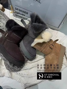 圣德俪尔雪地靴2025新款冬季潮流百搭加绒加厚皮毛一体休闲棉靴女