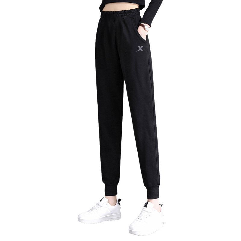 特步加绒裤子女2025冬季旗舰正品休闲加厚长裤小脚裤运动裤卫裤女