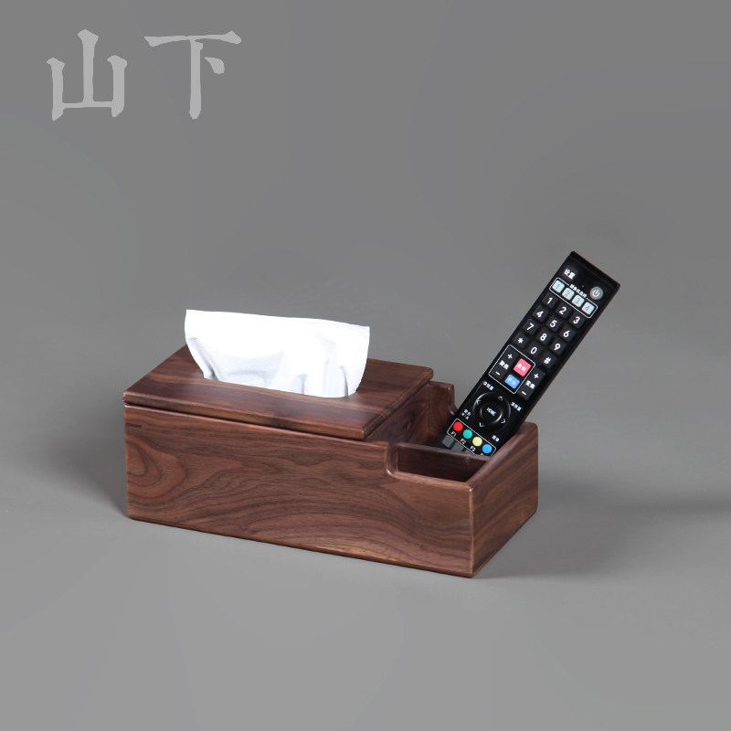 胡桃木制纸巾盒方形创意茶室餐巾纸抽盒家用客厅环保抽纸盒子简约