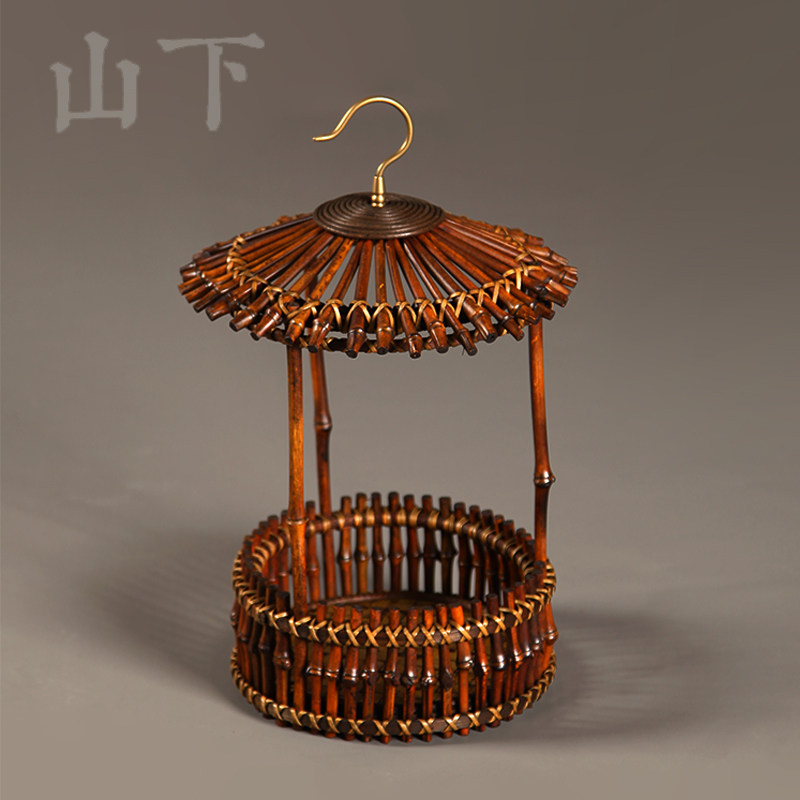 竹制收纳笼子手工竹编鸟笼可挂吊