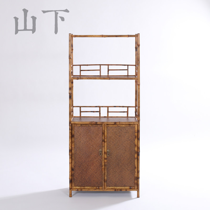 梅鹿竹茶棚中式茶柜书柜茶具收纳展示架博古架茶室空间陈设竹家具