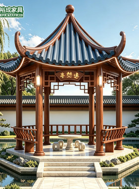 户外铝合金凉亭中式古建飞檐六角四角亭别墅庭院花园室外景观亭子
