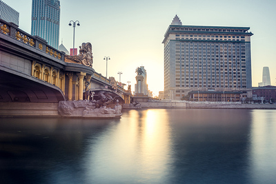 天津海河天津之眼五大院城市建筑风景海报制作房间装饰贴画B8482