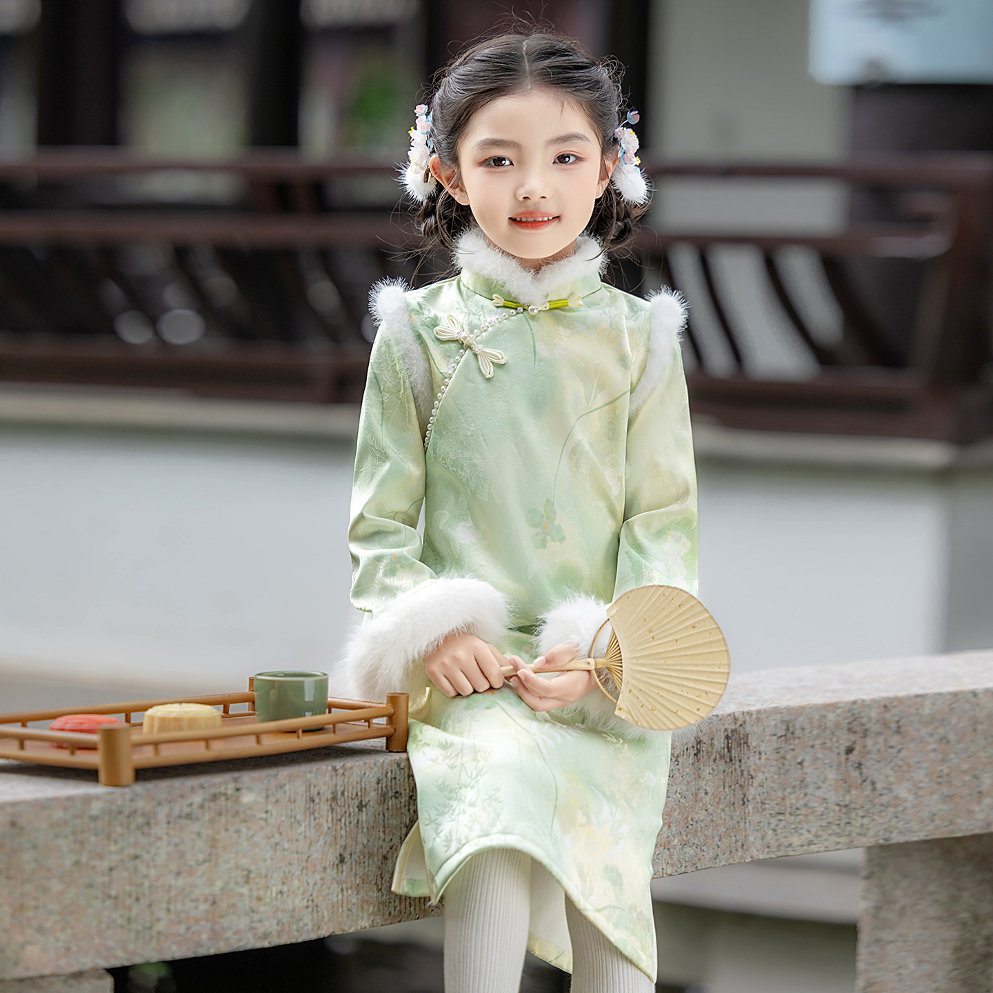 女童旗袍礼服中式国风加绒连衣裙