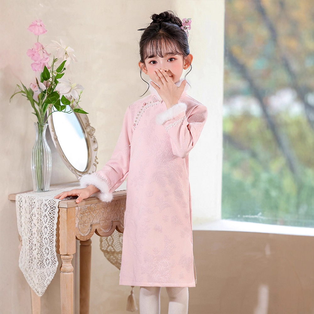 女童冬季加绒加厚旗袍连衣裙唐装