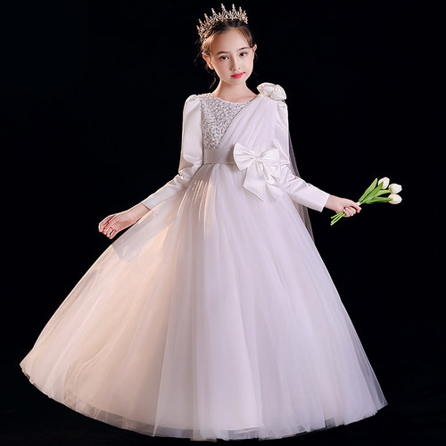 长袖女童公主连衣裙长裙子婚纱裙