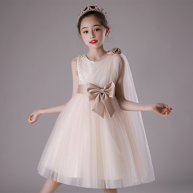 儿童礼服公主裙女童无袖背心蓬蓬连衣裙女孩婚纱裙子中大童演出服