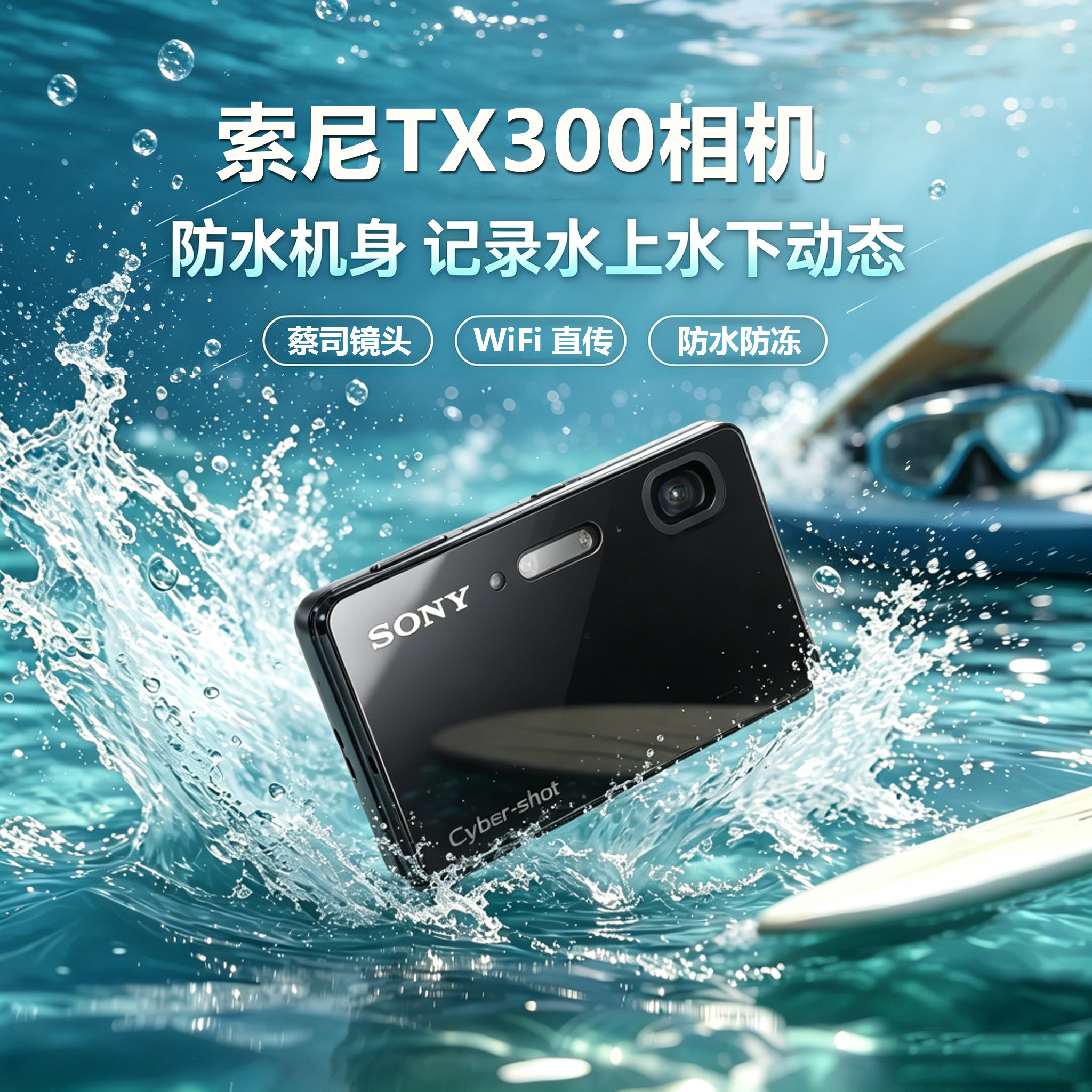 Sony/索尼 DSC-TX200全高清三防潜望式触屏家用旅游卡片机TX300