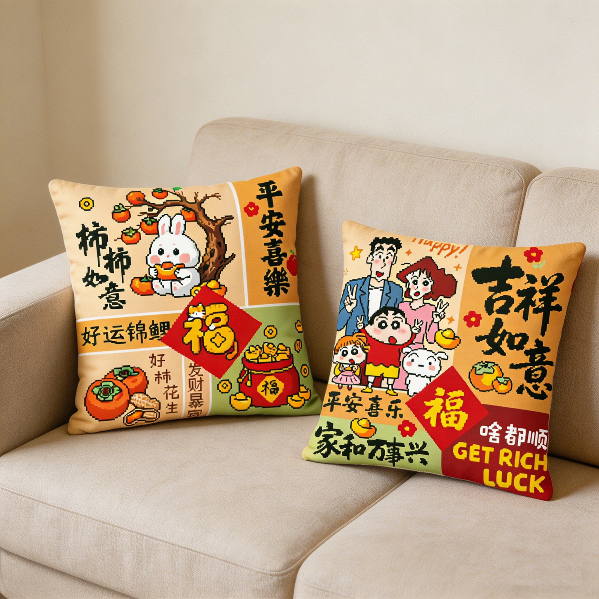 三边拉链满绣新款蜡笔小新兔子十十字绣套件