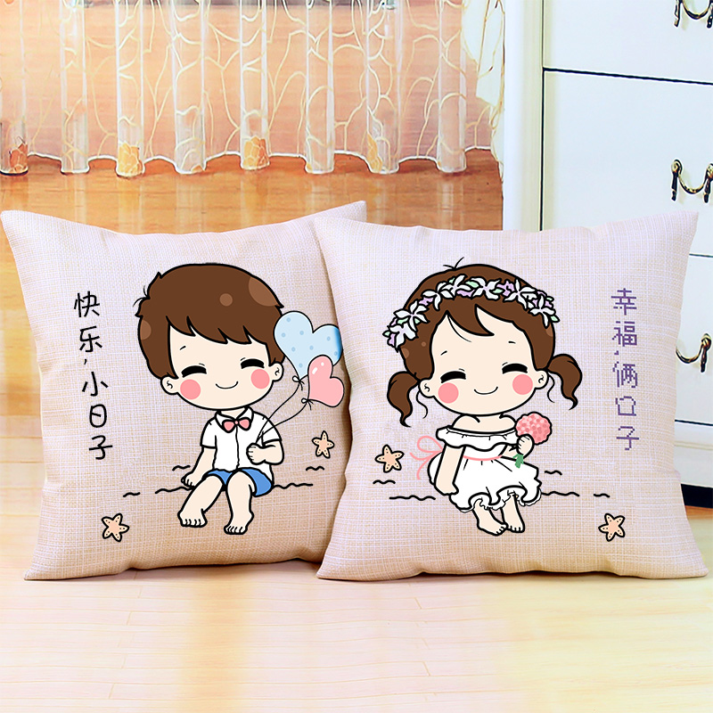 十字绣2023新款线绣清新自然风卧室情侣一对十字绣抱枕简单绣靠垫