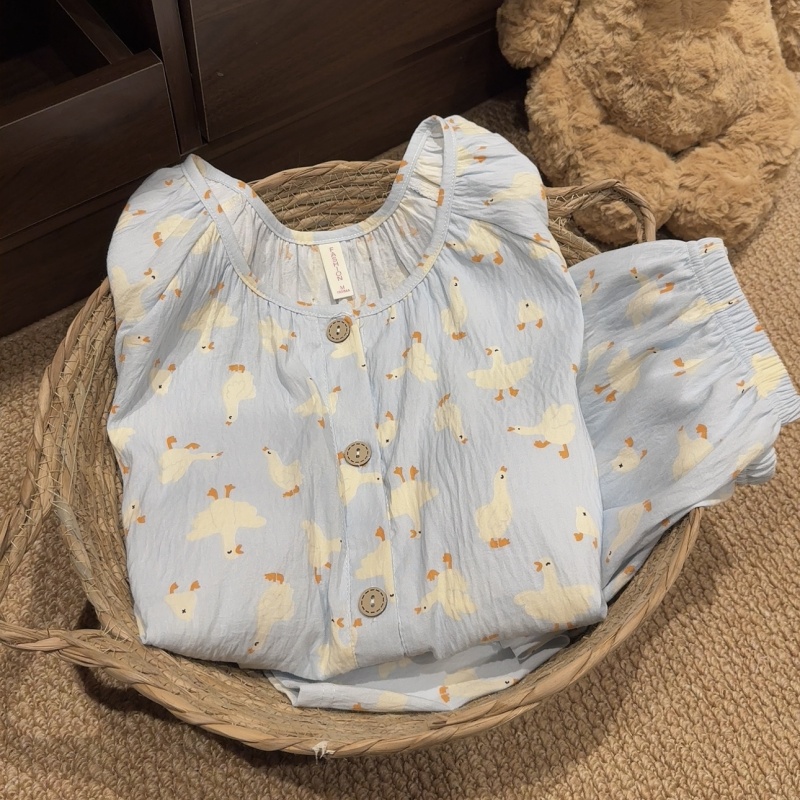可爱大白鹅睡衣云朵棉夏季家居服