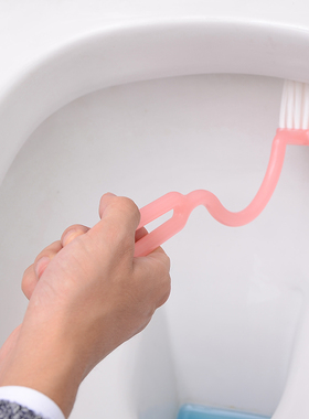 日本进口OKAZAKI 弯曲马桶刷 厕所刷 内侧清洗刷 便器死角清洁刷