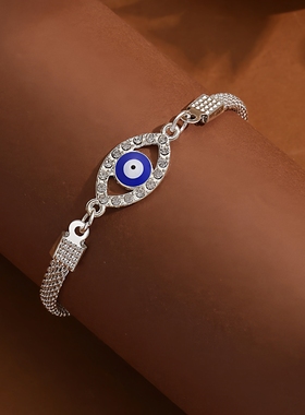 无穷大银色魔眼水钻手链