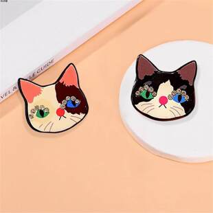 可爱镶钻黑色猫咪胸针女高级感创意卡通别针毛衣大衣领口胸花配饰